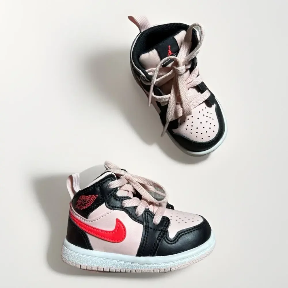 Nike Air Jordan 1 Mid (TD) Atmosphere/Infrared 23/Black 640735‎ 604 Size 5C